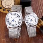 Copy Cartier Drive De Stainless Steel White Moon phase Dial Watches